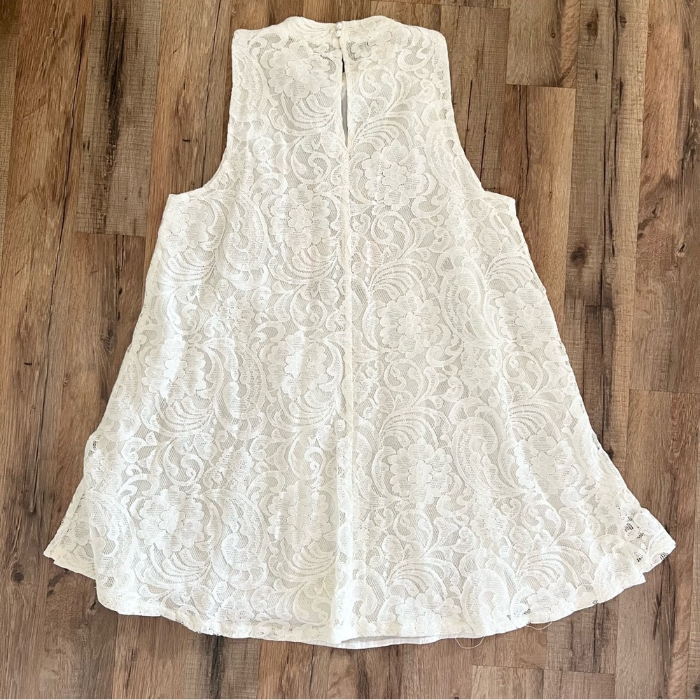 Umgee Pineapple Embroidered White Lace Mini Dress - Picture 4 of 8